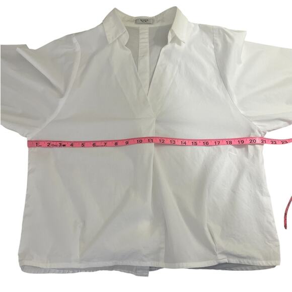 Weill Paris Cotton Popover Top Button Back White Size S/M Classic Effortless - Picture 6 of 8